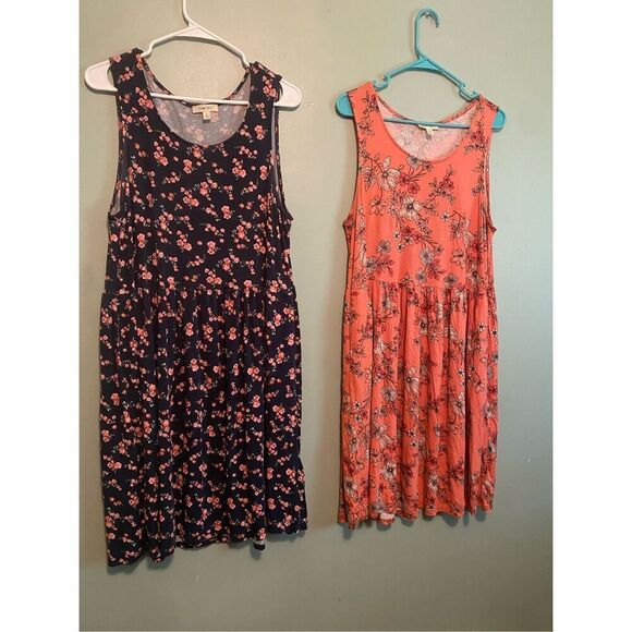 Como Blu Bundle Of 2 Floral Sleeveless Pull On Elastic Waist Dress Size L - Picture 2 of 11